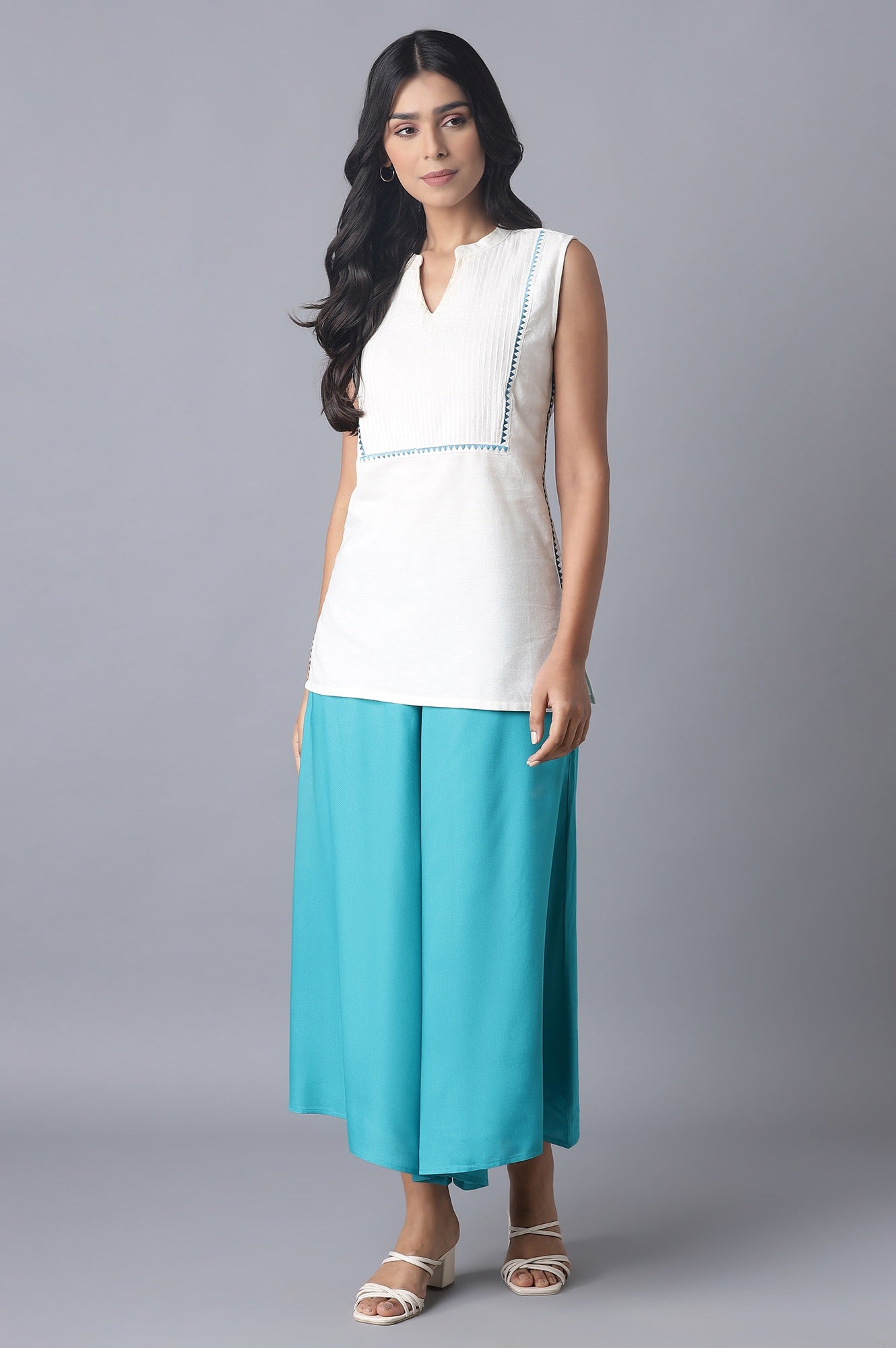 Blue Flared Culottes