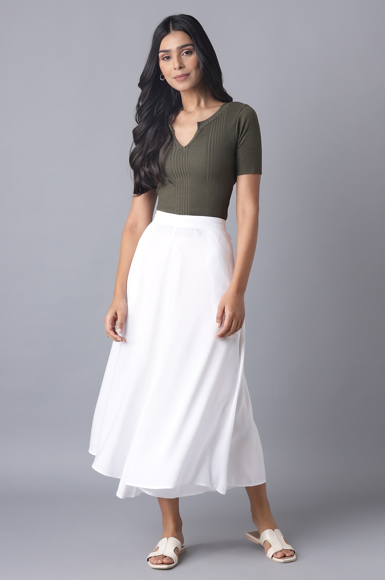 White Flared Culottes