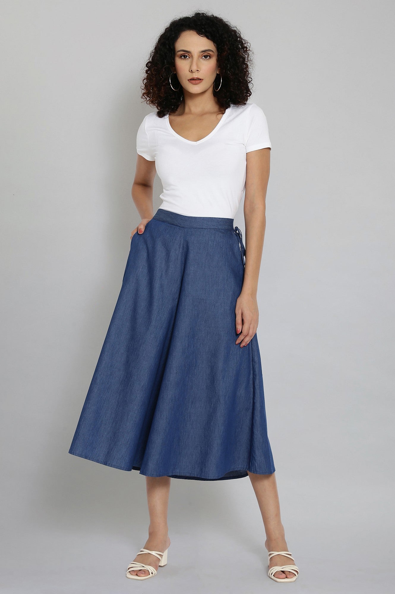 Blue Flared Culottes