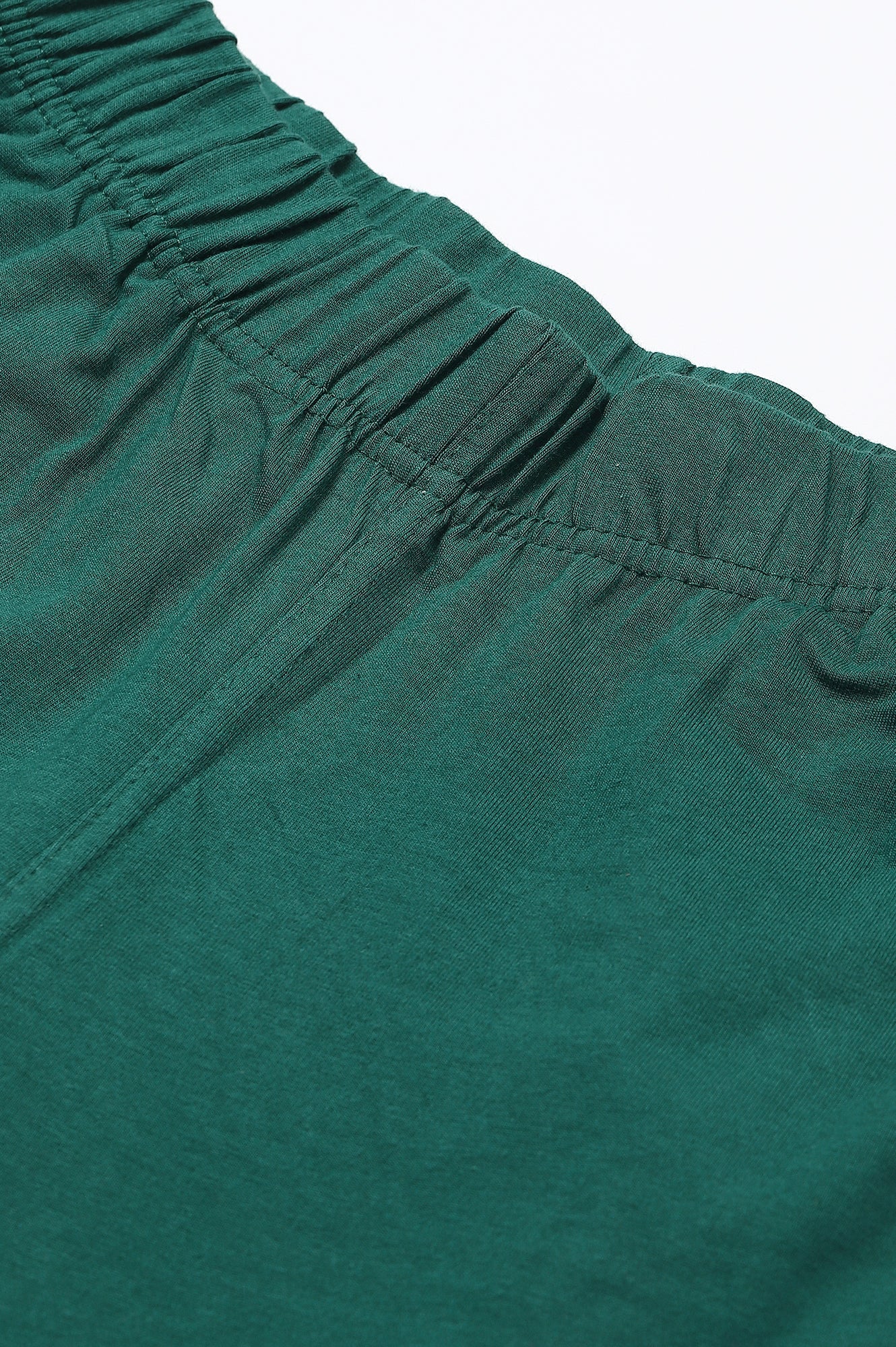 Green Cotton Lycra Women Pants