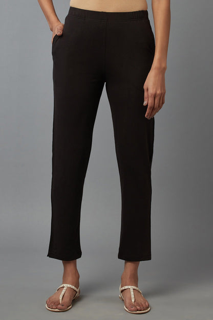 Black Cotton Lycra Jersy Pants