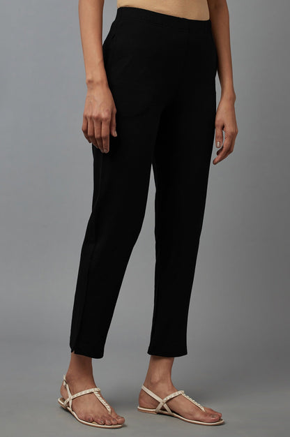 Black Cotton Lycra Jersy Pants