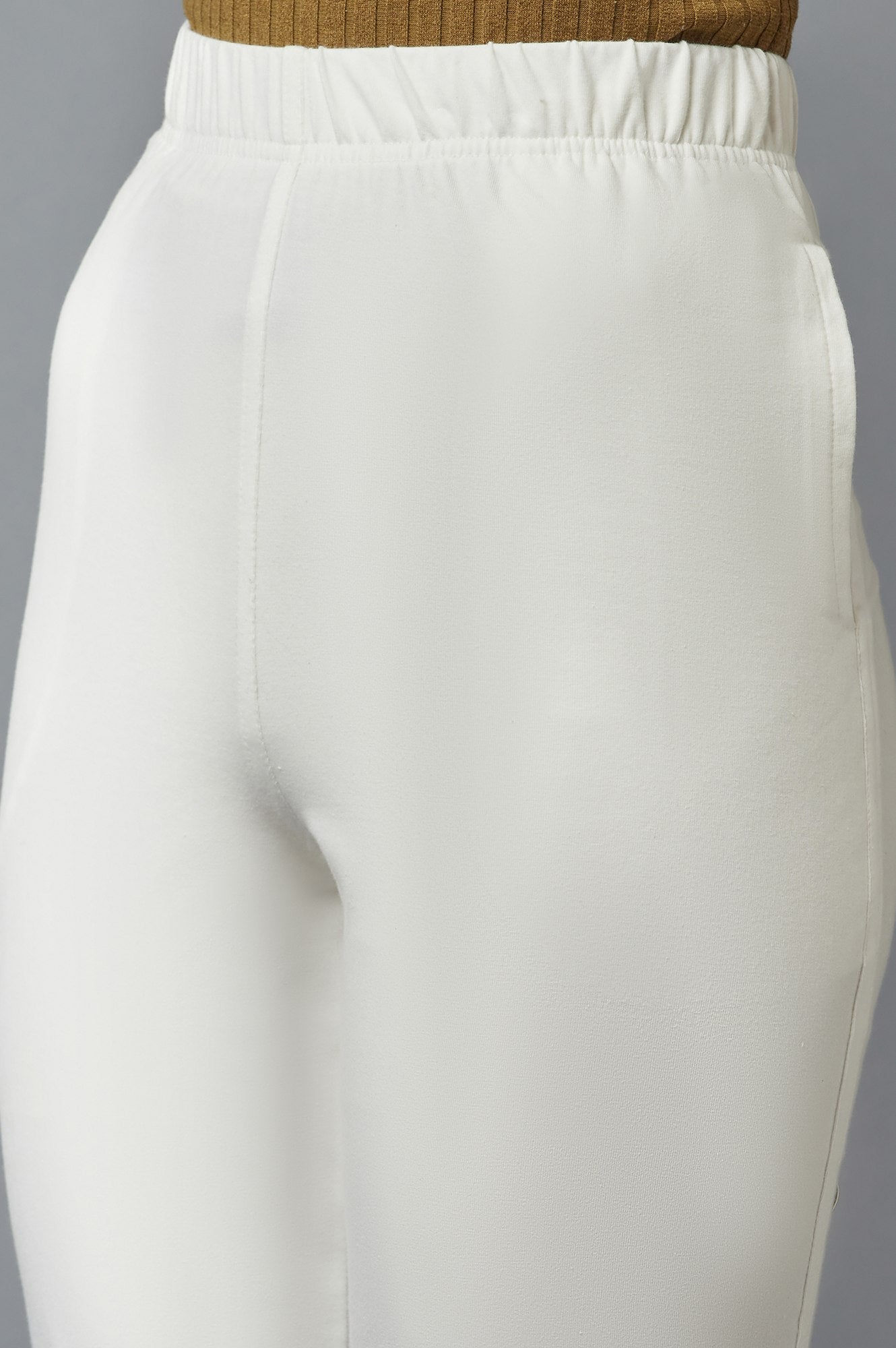 White Cotton Lycra Jersy Pants