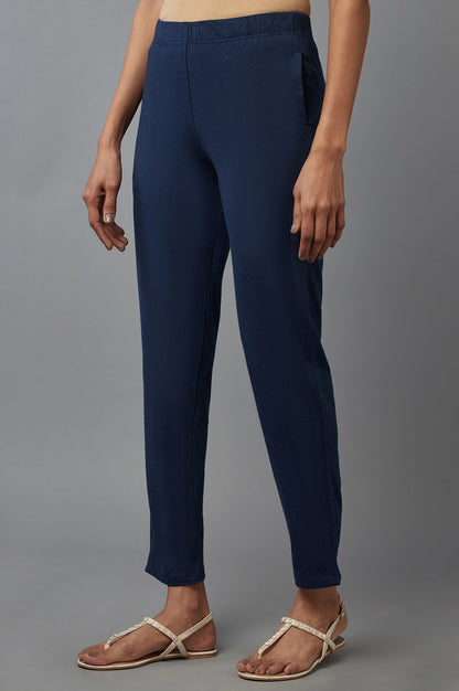 Blue Melange Jersey Pants