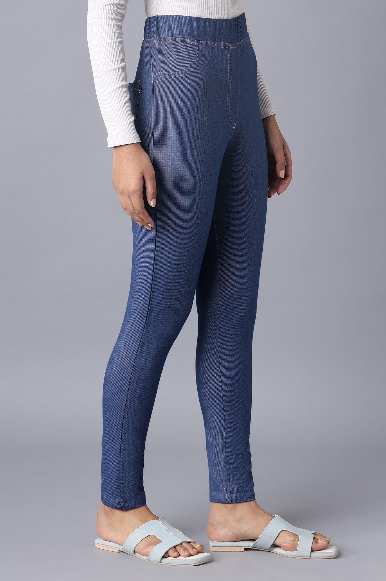 Blue Twill Jeggings