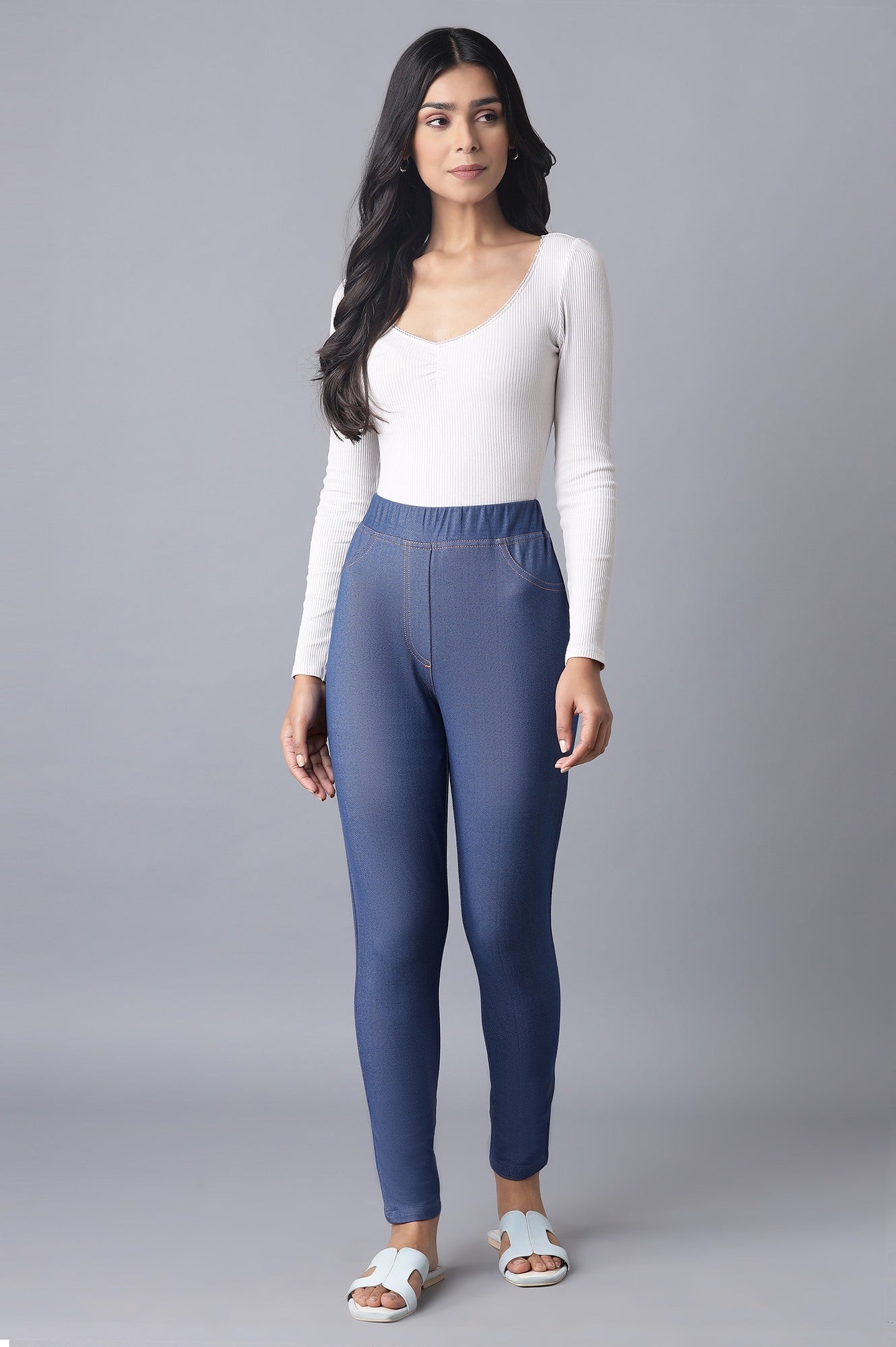 Blue Twill Jeggings