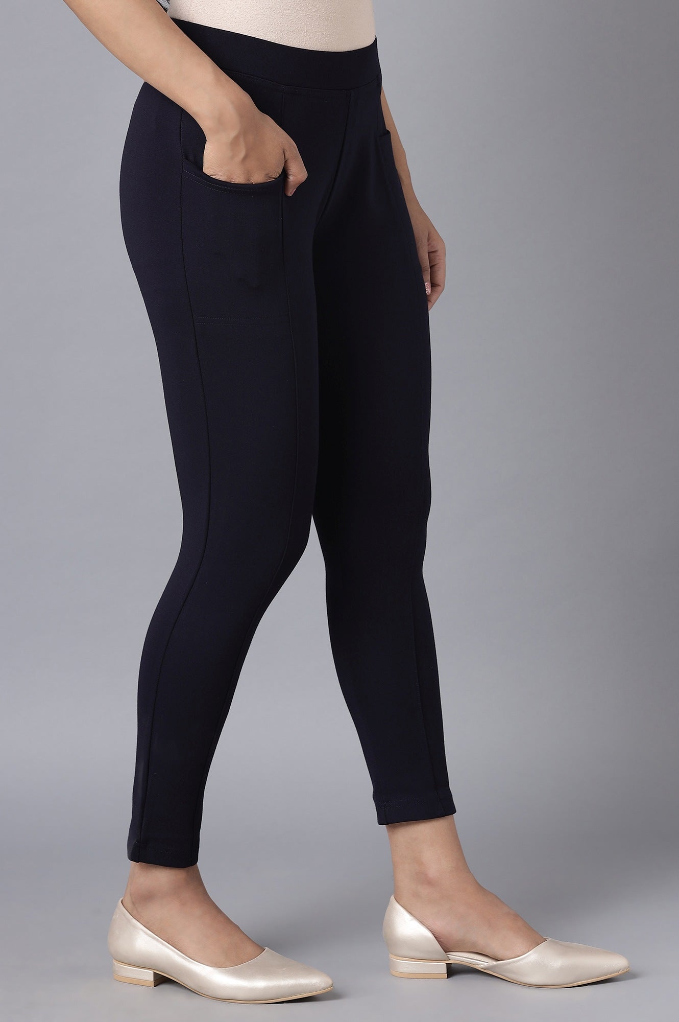 Navy Straight Yoga Tights