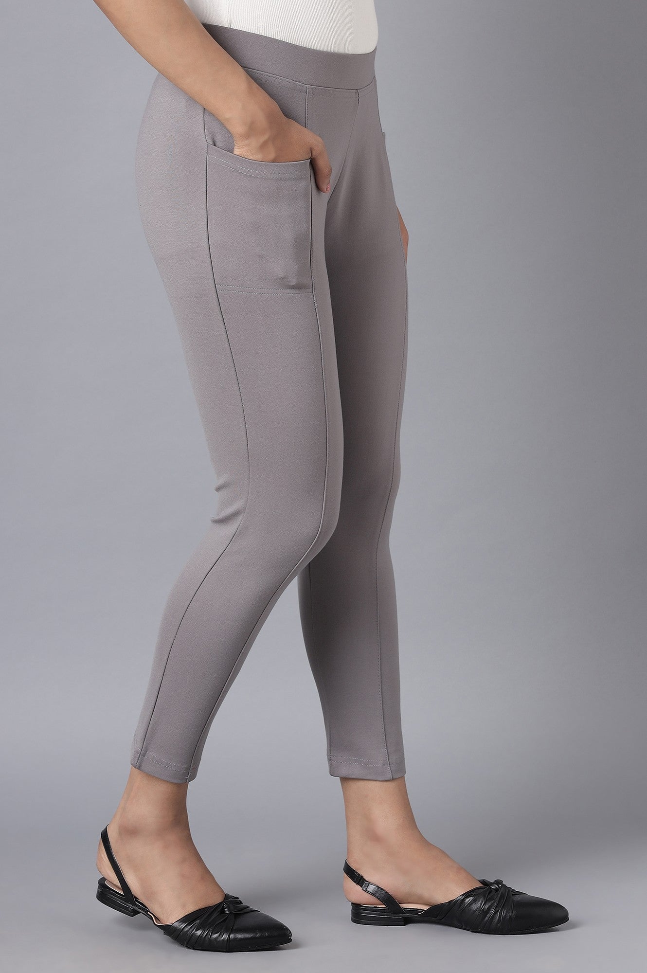 Grey Straight Yoga Tights