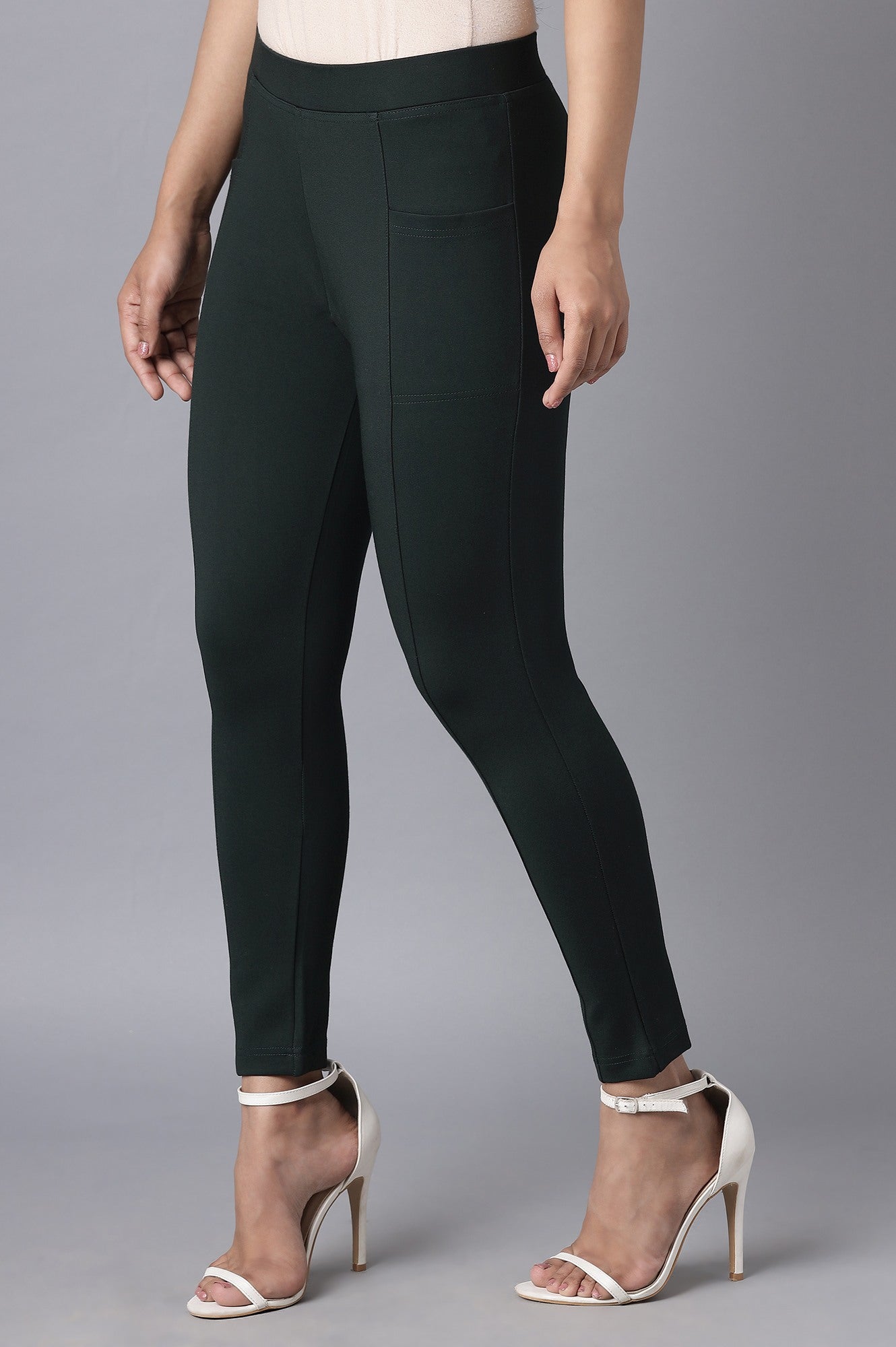 Green Straight Yoga Tights