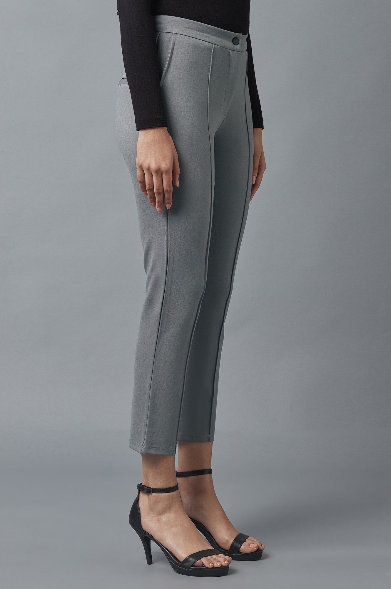 Grey Pintuck Trousers