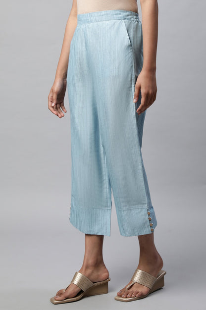 Blue Flared Ankle Length Palazzo