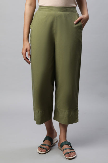 Green Flared Ankle Length Palazzo