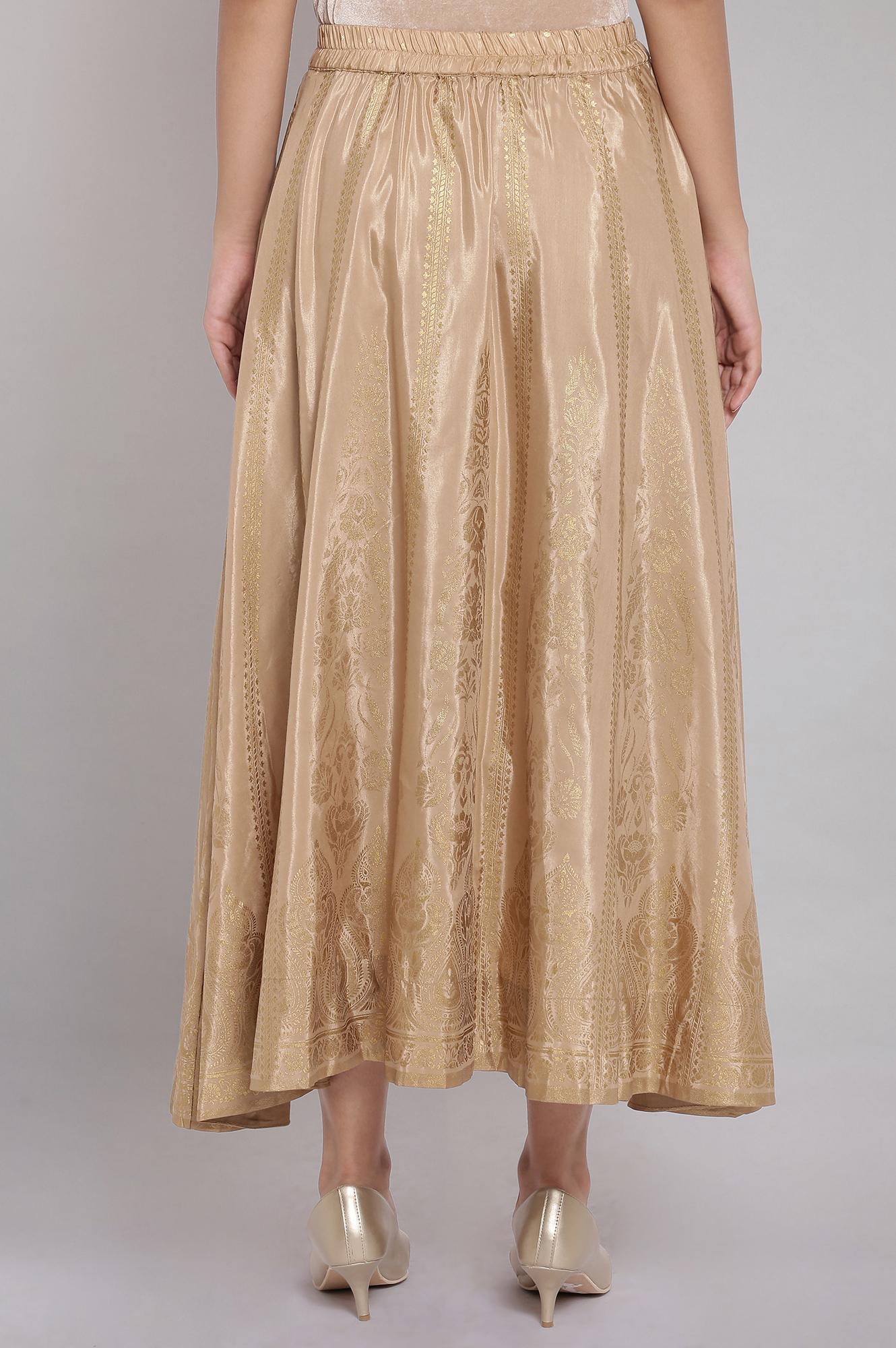 Gold Skirt with Foil Print