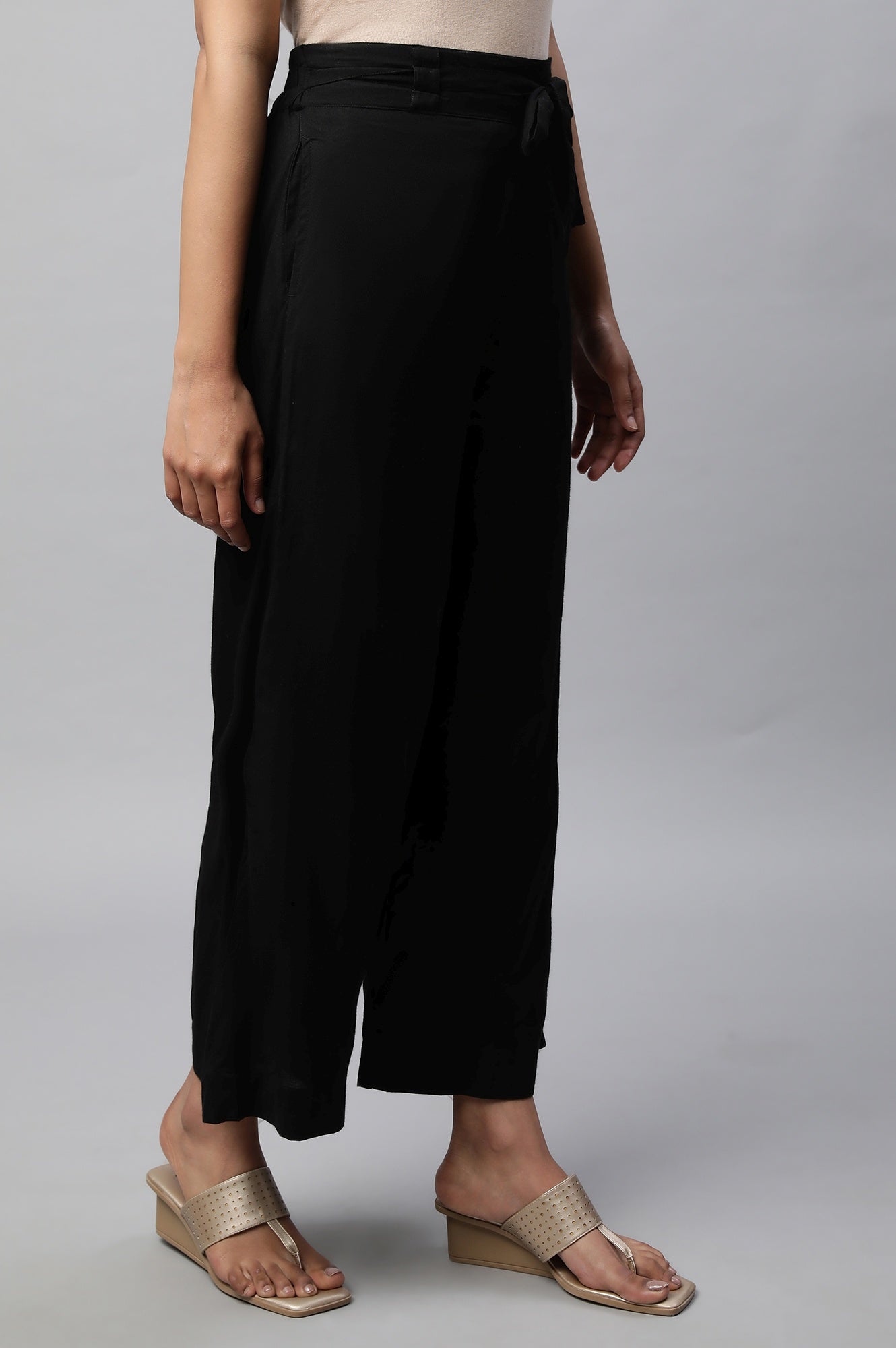 Black Flared Ankle Length Palazzo