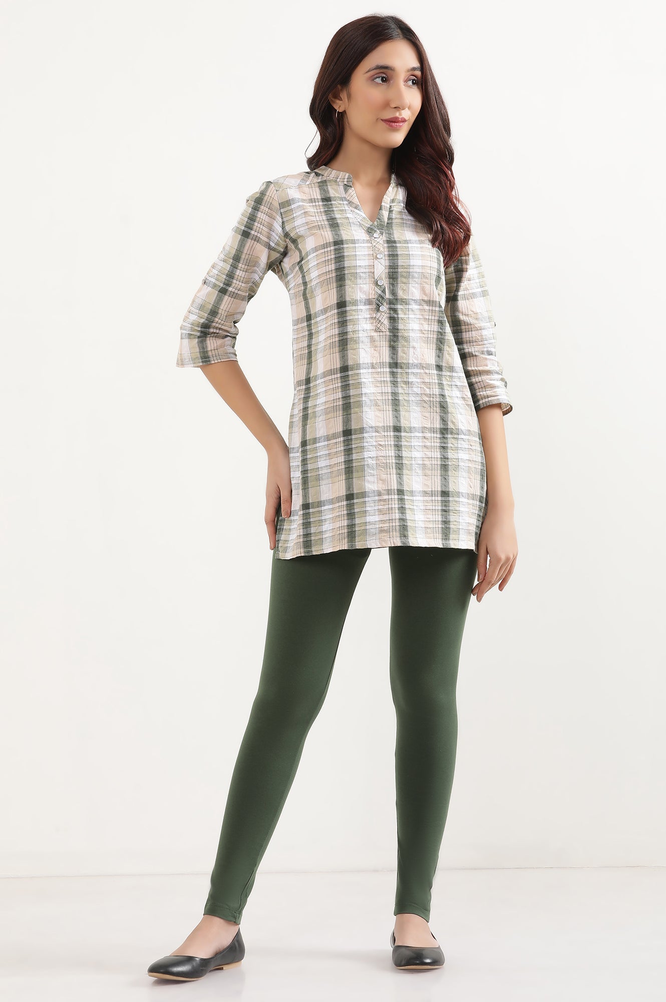 Green Cotton Lycra Tights