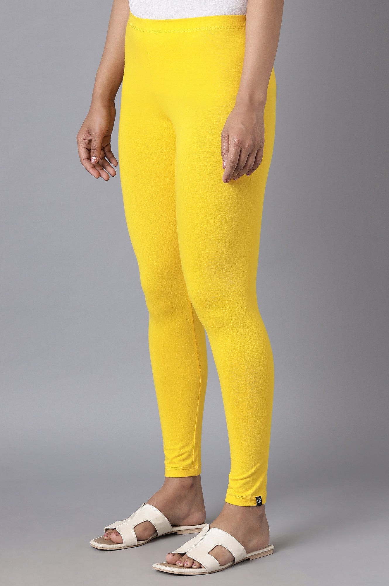 Yellow Cotton Lycra Tights