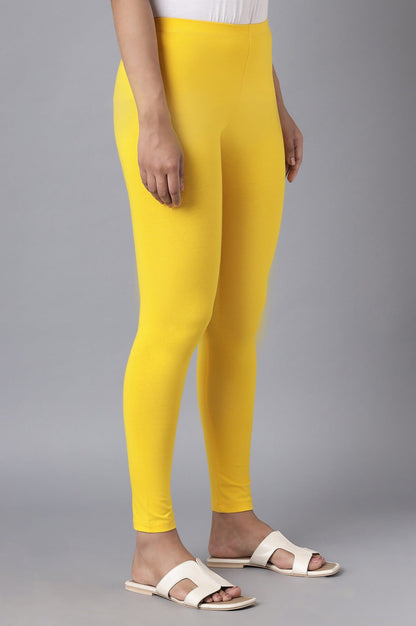 Yellow Cotton Lycra Tights