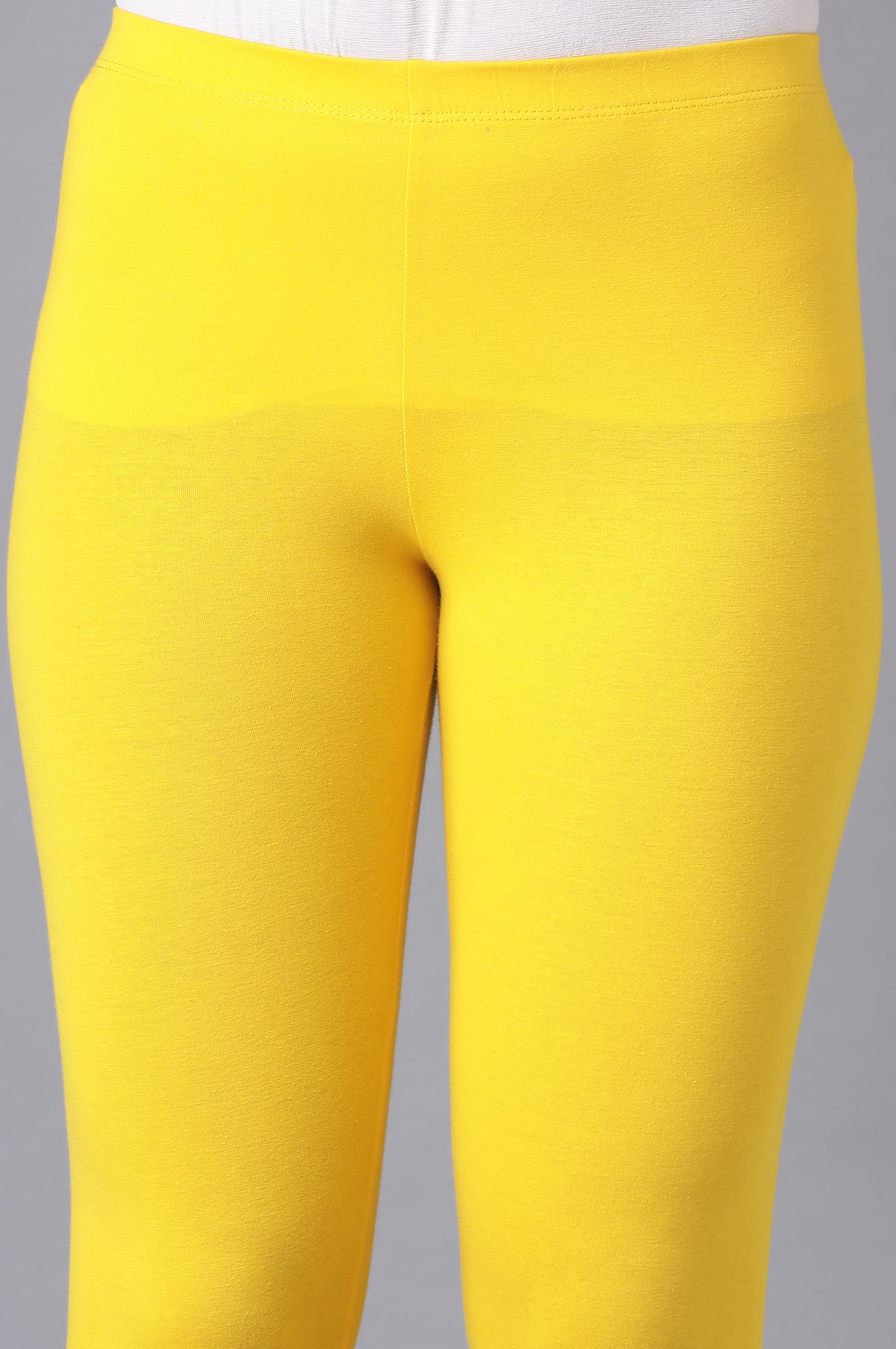 Yellow Cotton Lycra Tights