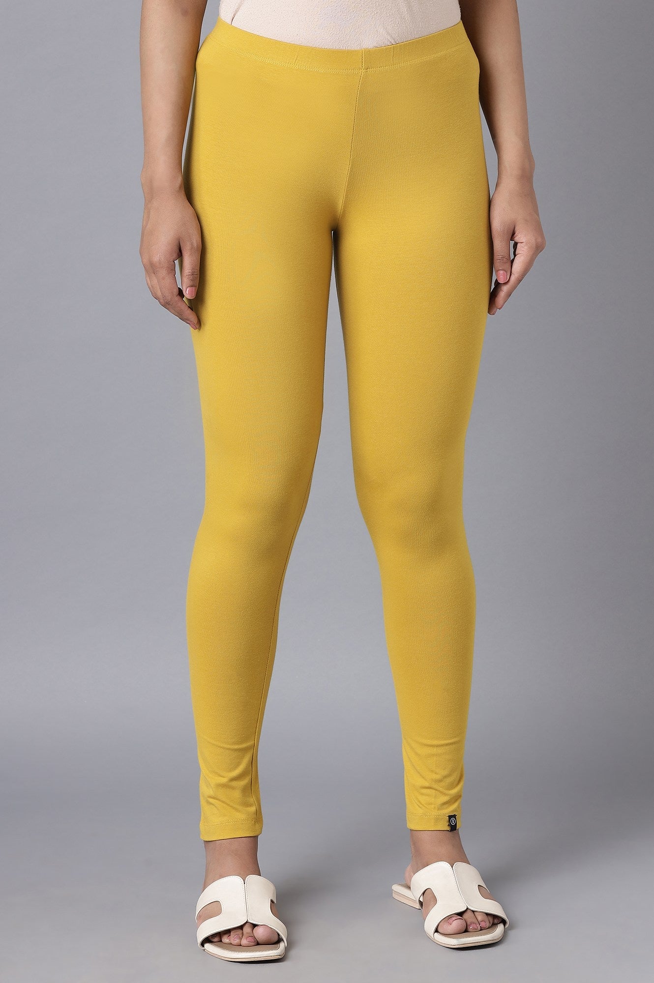 Yellow Cotton Lycra Tights