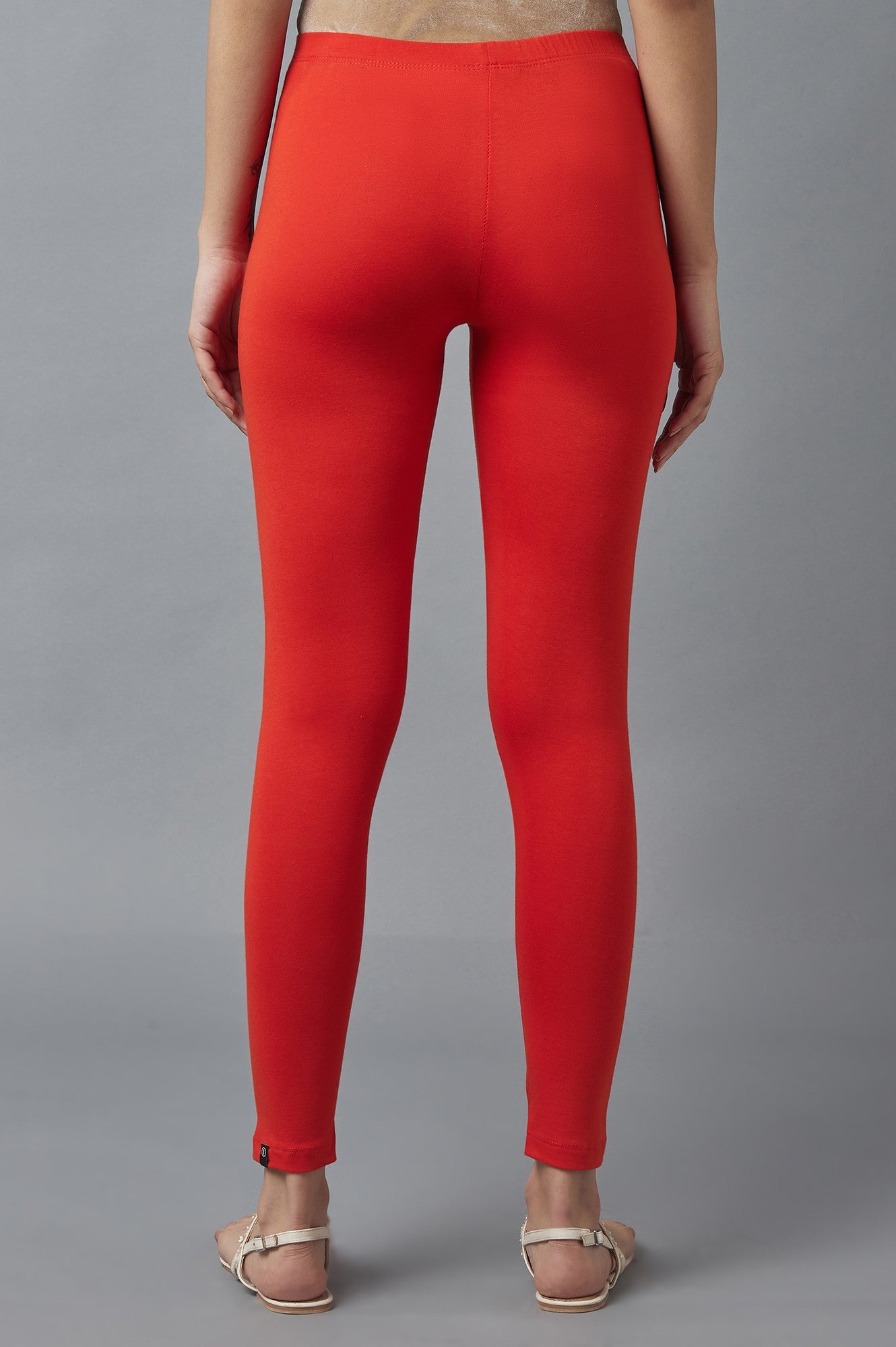 Orange Cotton Lycra Tights