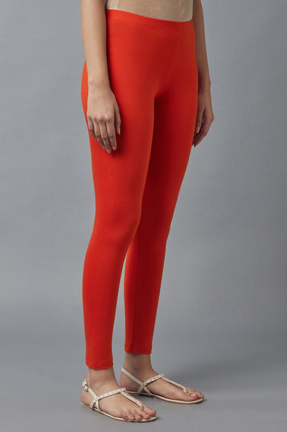 Orange Cotton Lycra Tights