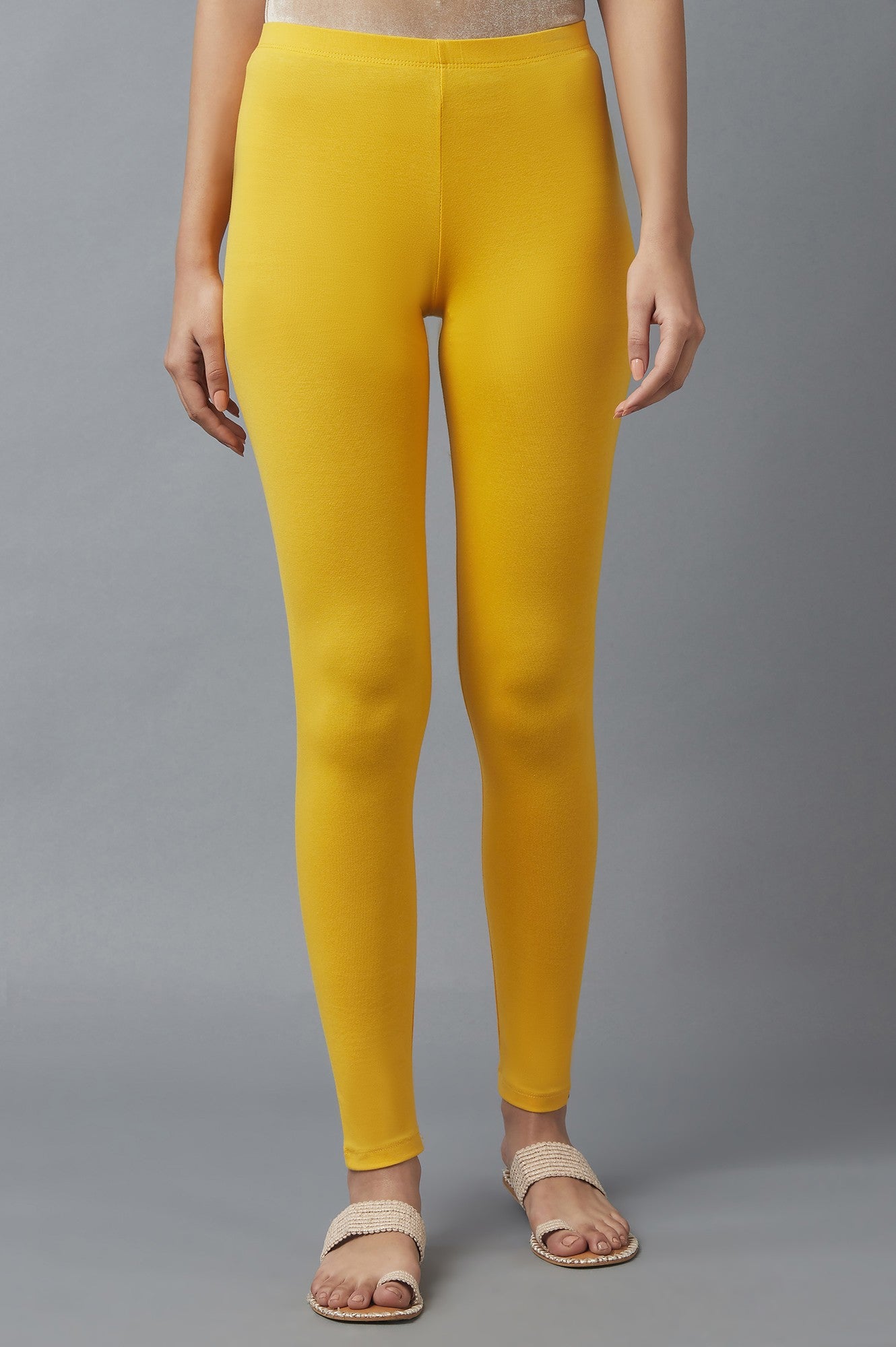 Yellow Cotton Lycra Tights