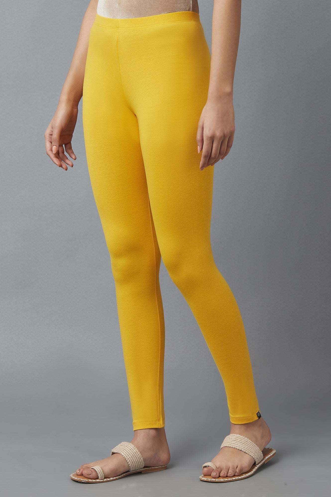 Yellow Cotton Lycra Tights