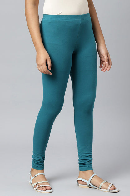 Teal Green Solid Tights