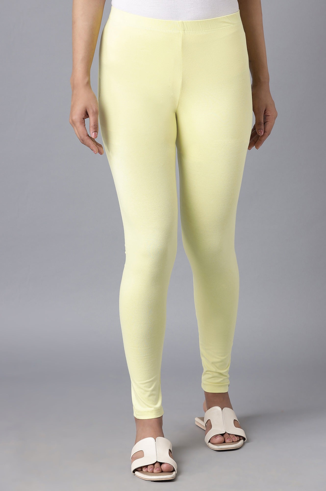 Yellow Cotton Lycra Tights