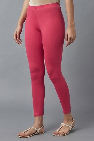 Pink Cotton Lycra Tights