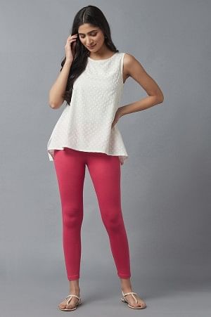 Pink Cotton Lycra Tights