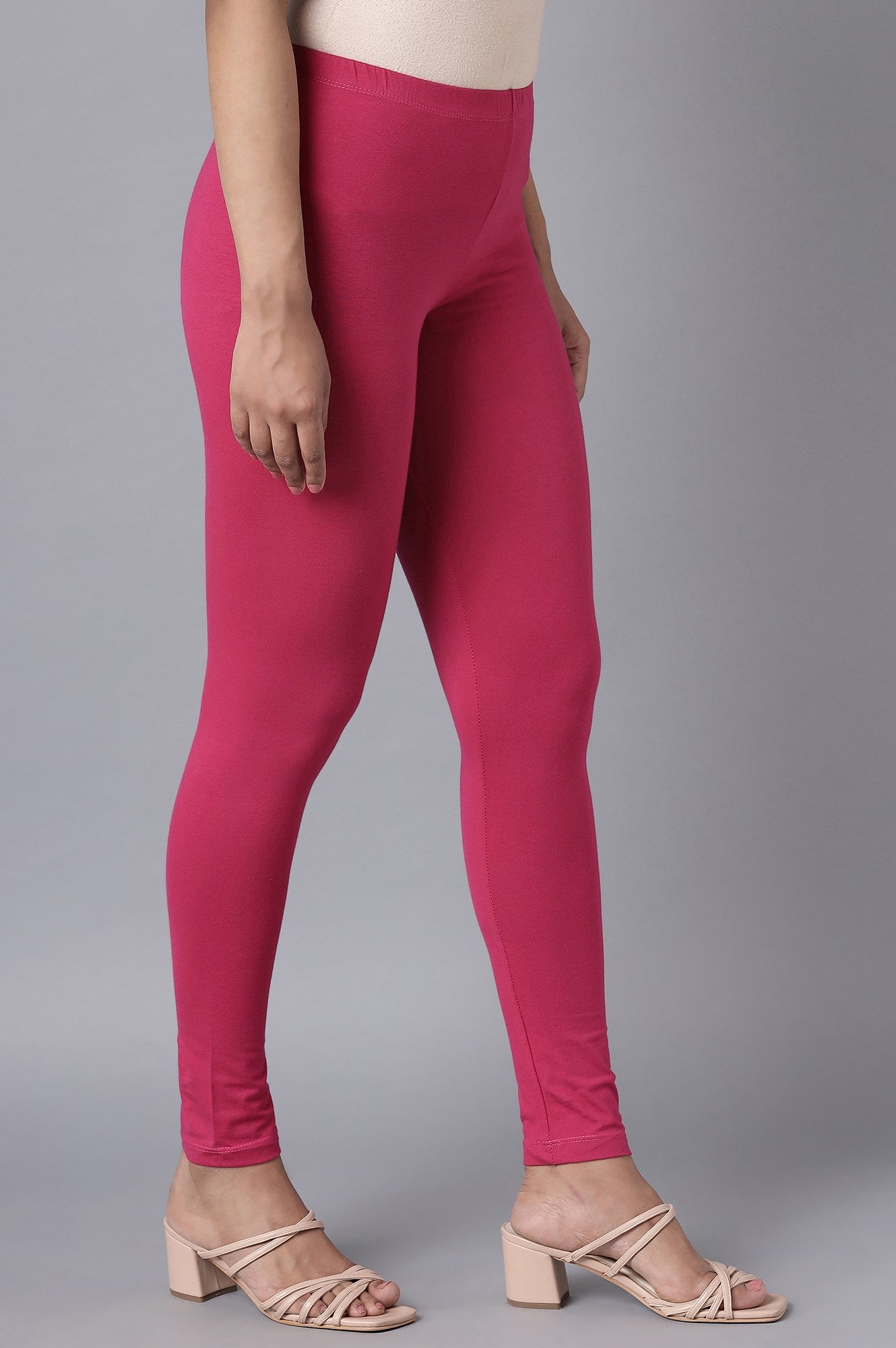 Pink Cotton Lycra Tights