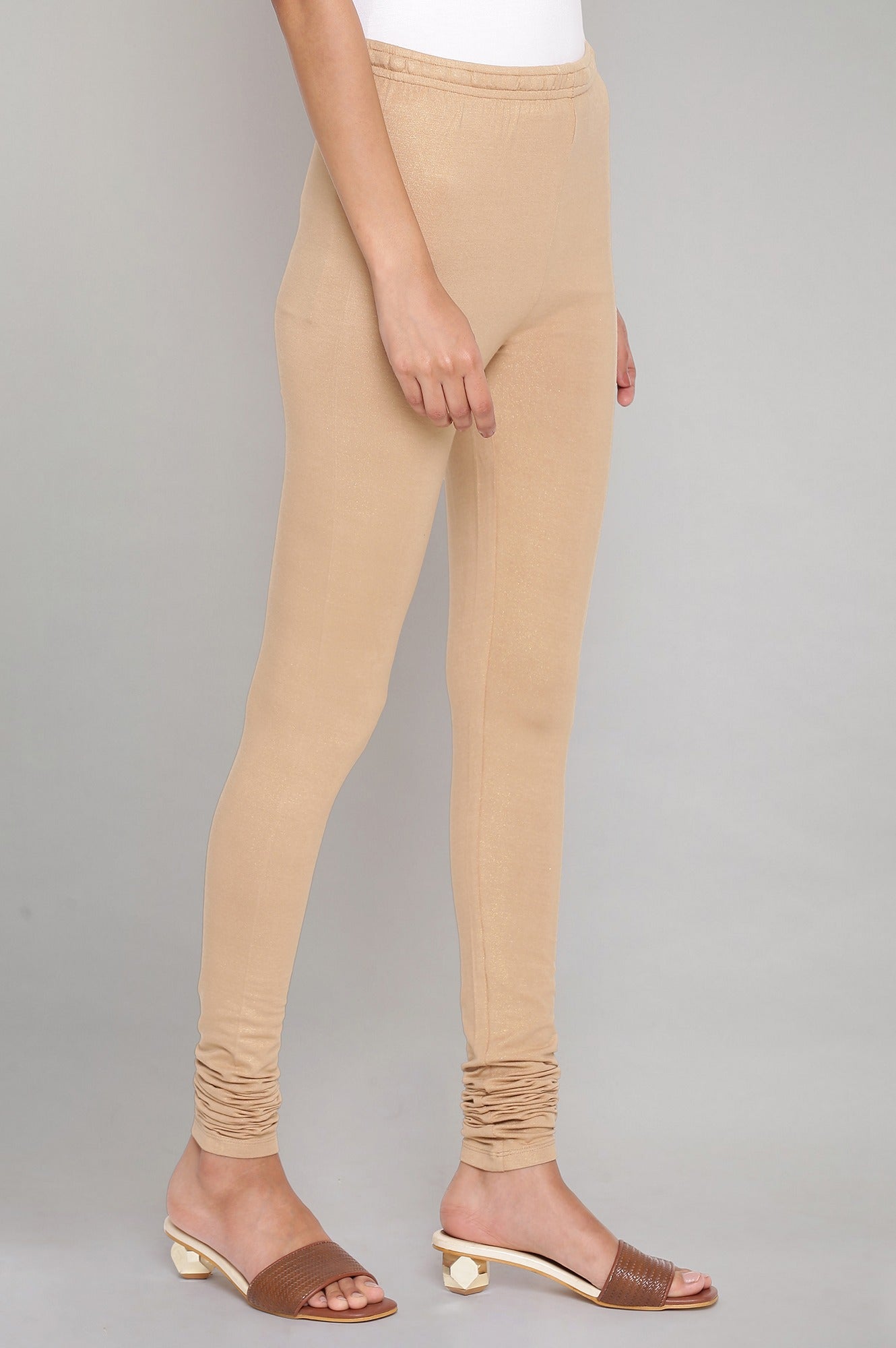 Pale Beige Knitted Churidar