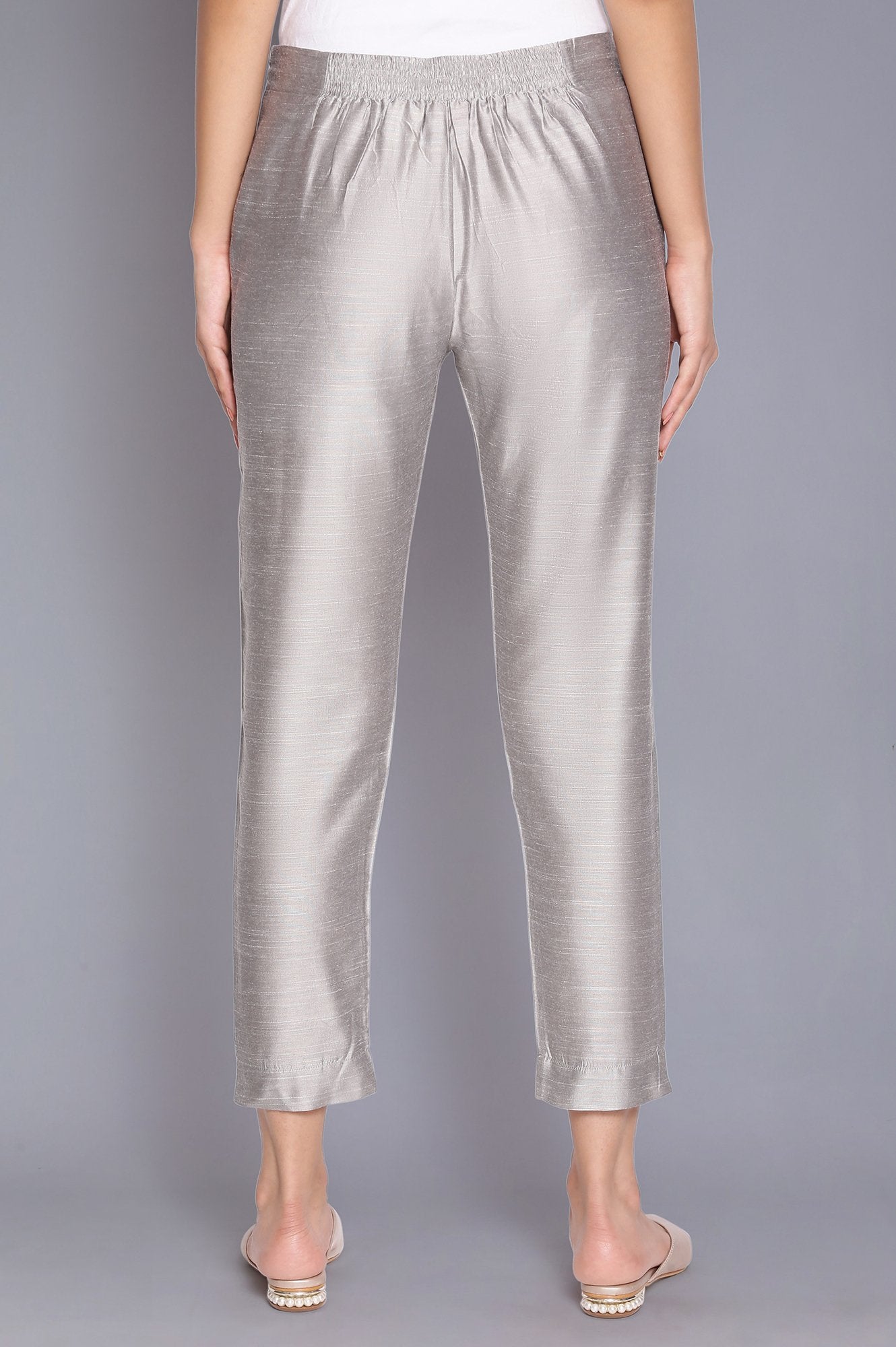 Silver Fitted Pants