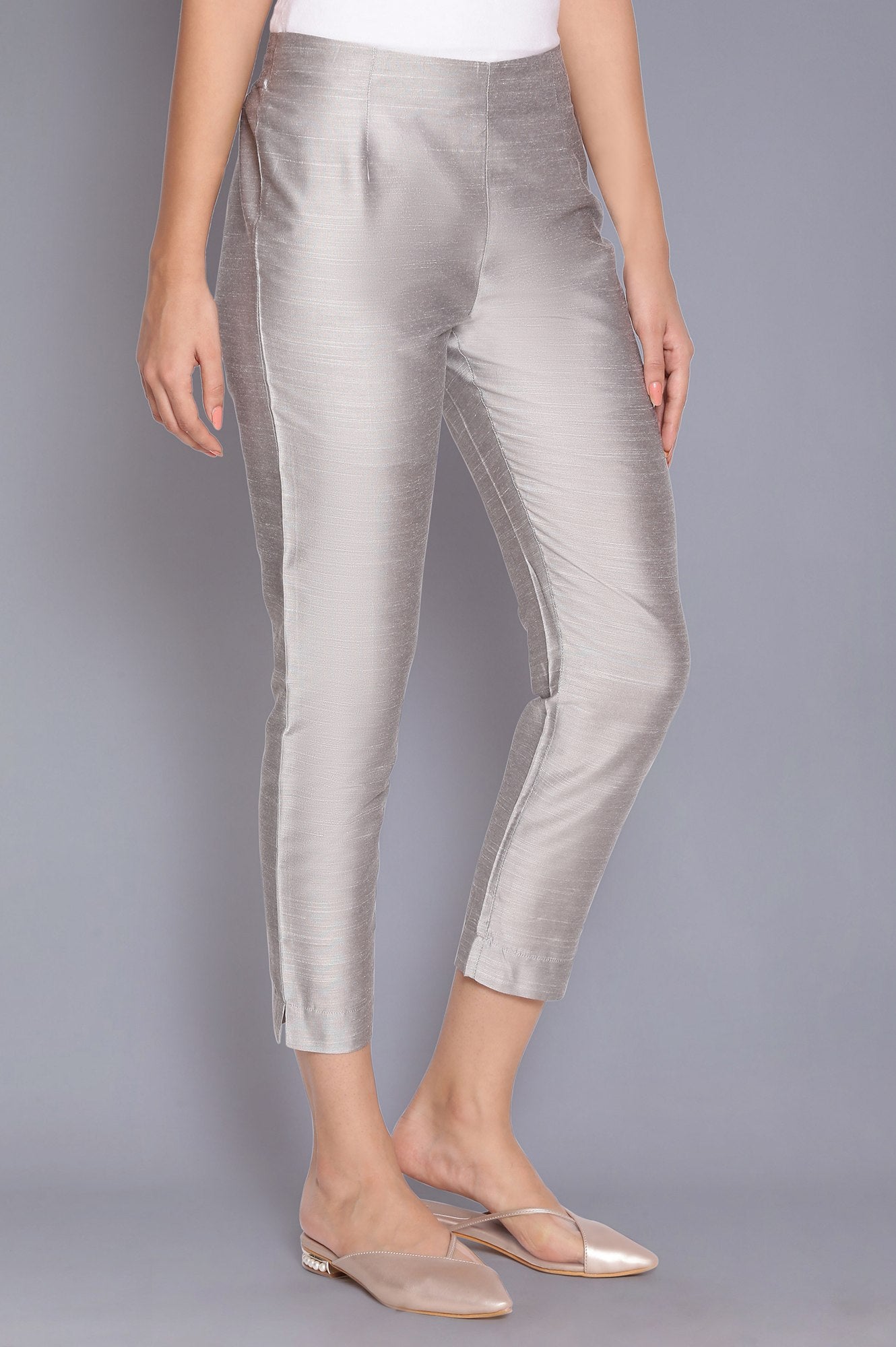 Silver Fitted Pants