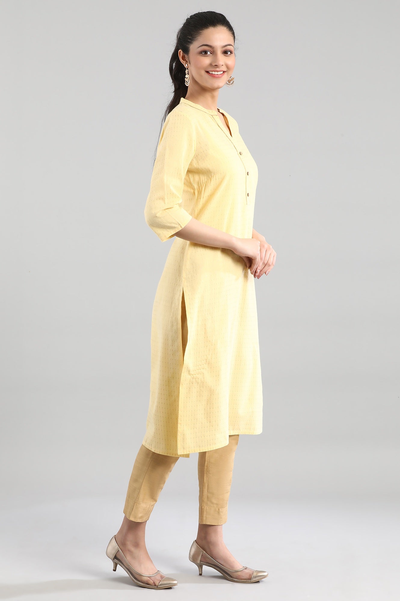 Yellow Casual Cotton kurta