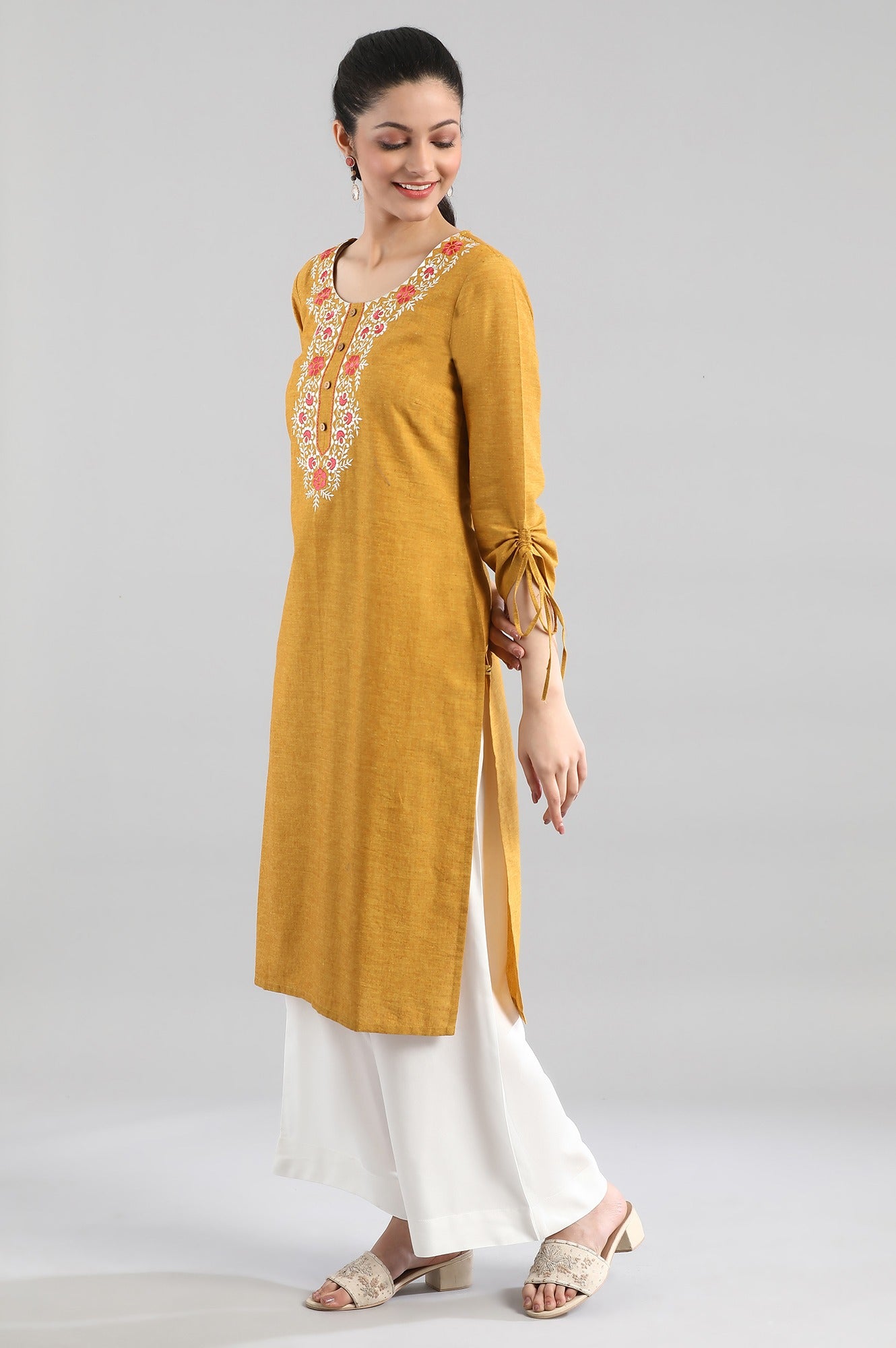 Mustard Yellow Cotton kurta