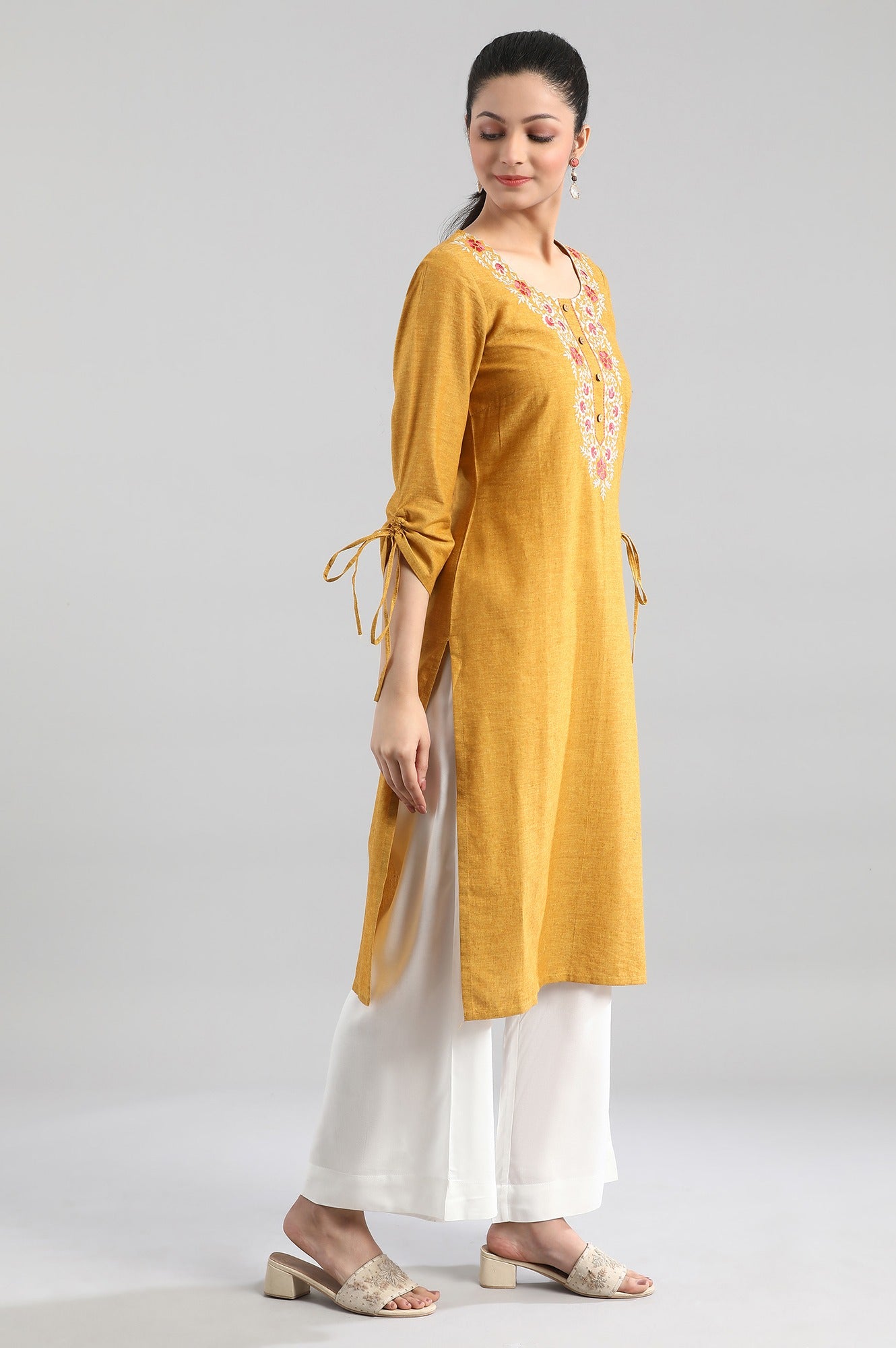 Mustard Yellow Cotton kurta