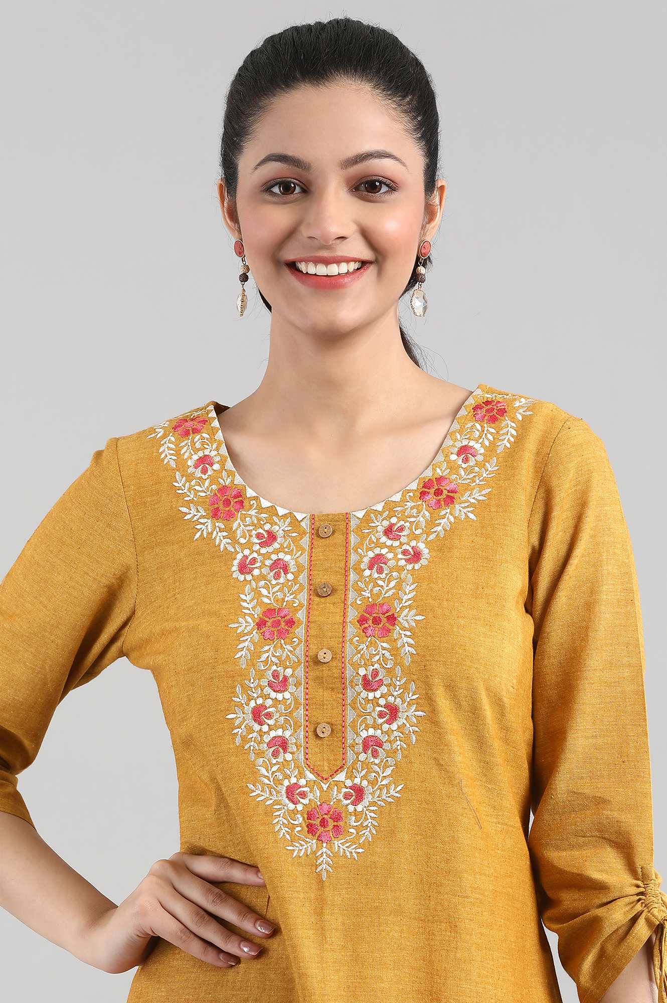 Mustard Yellow Cotton kurta