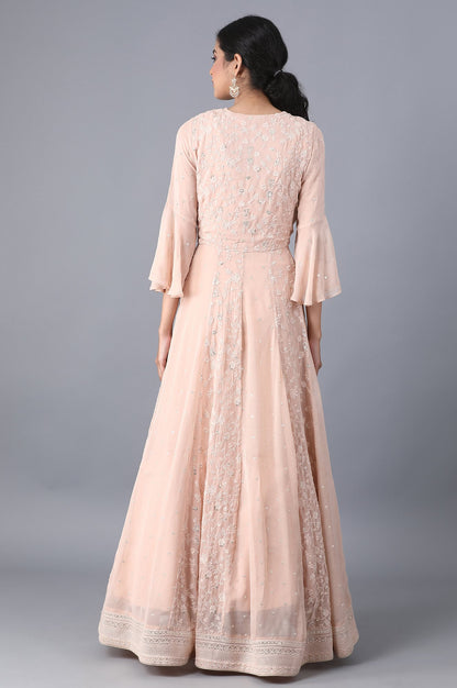 Light Peach Flared Gown