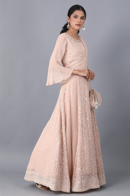 Light Peach Flared Gown