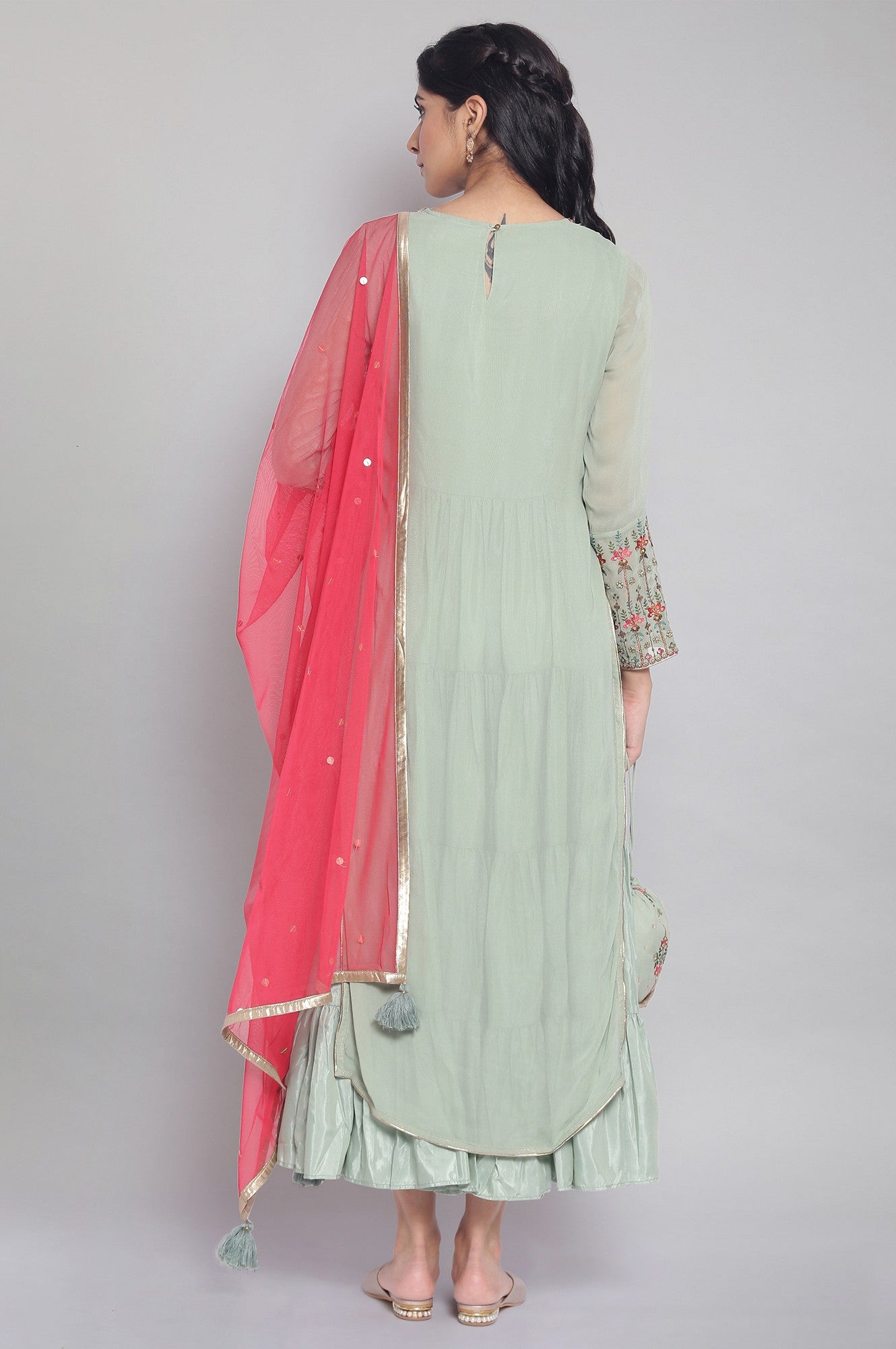 Light Green kurta-Drape Set