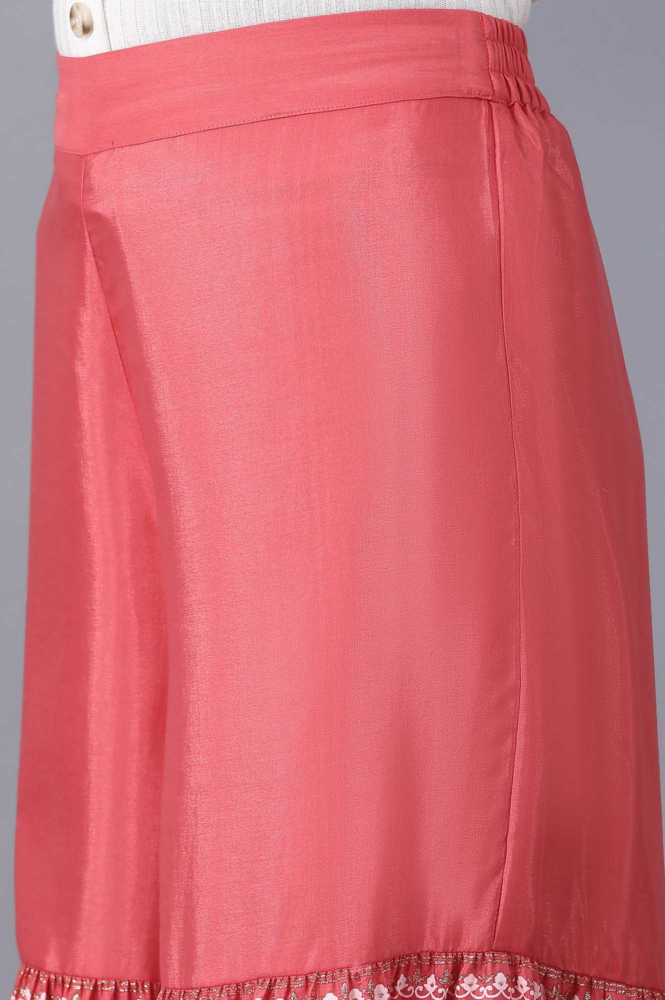 Coral kurta-Sharara-Drape Set