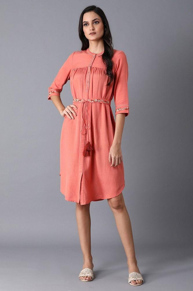 Raddish Pink Gathered Dress - wforwoman