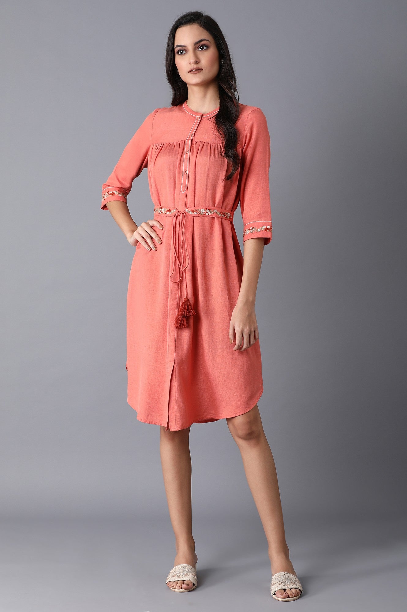 Raddish Pink Gathered Dress