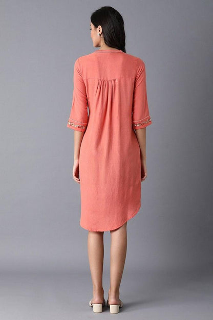 Raddish Pink Gathered Dress - wforwoman