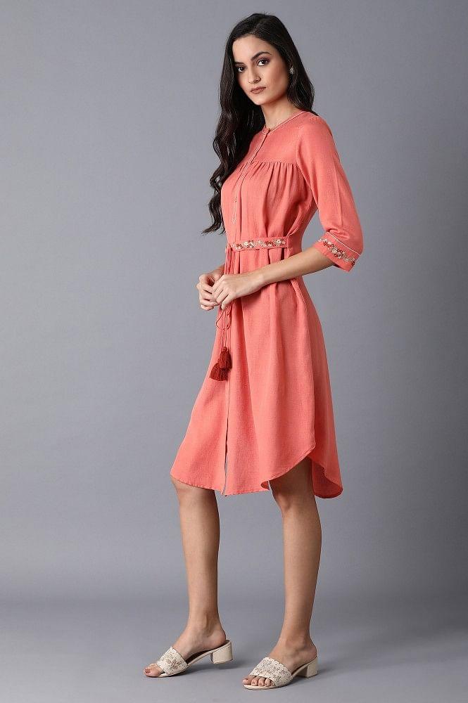 Raddish Pink Gathered Dress - wforwoman