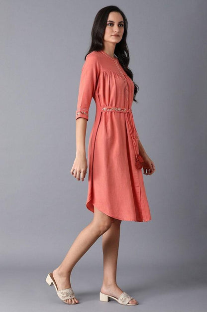 Raddish Pink Gathered Dress - wforwoman