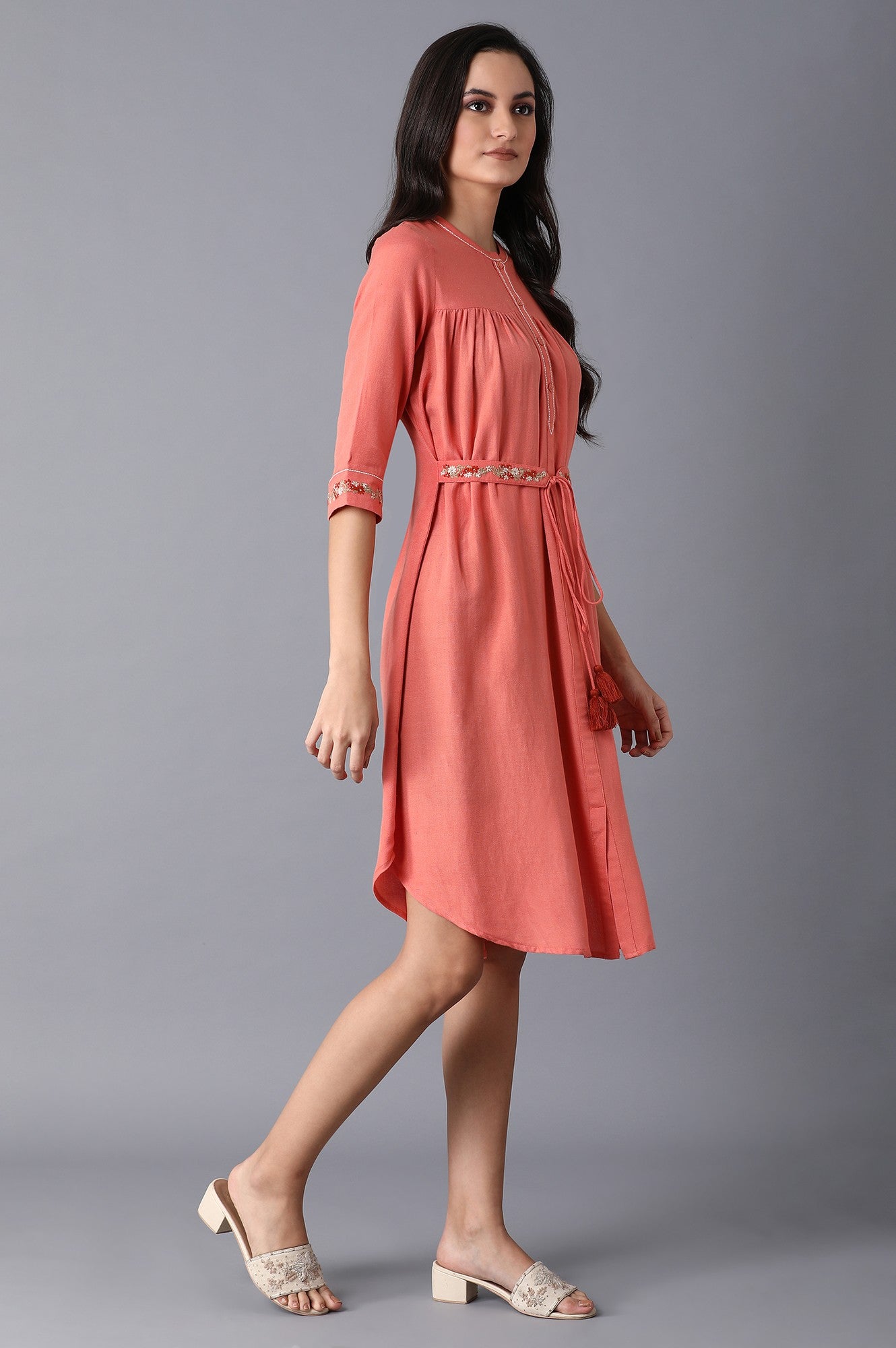 Raddish Pink Gathered Dress