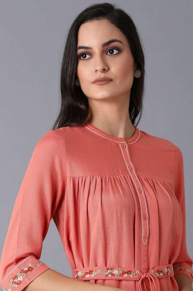 Raddish Pink Gathered Dress - wforwoman